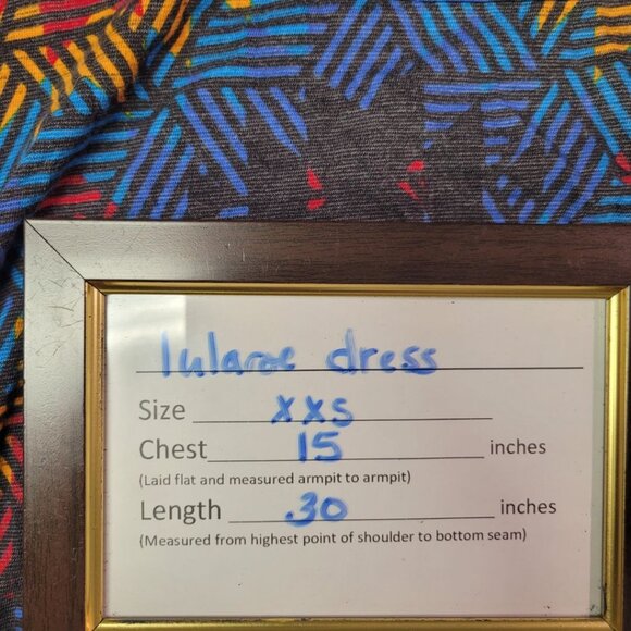 Lularoe Dress Short Sleeve Chest Pocket Womens XXS Geometric Tribal Mid Length - Picture 7 of 9